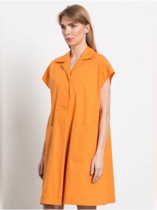 Weekend Max Mara Dresses & Skirts - Weekend Max Mara Orange Poplin Ccotton Short-Sleeve A-Line Dress 8